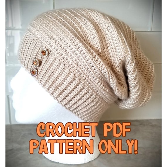 Slouchy Beanie Crochet Pattern, PDF crochet pattern, crochet beanie pattern