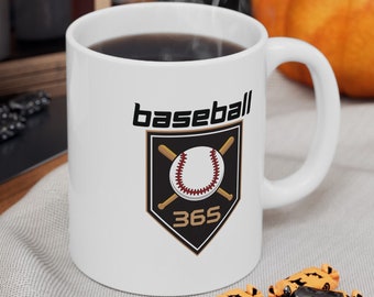 Tazza in ceramica Baseball 365, tazza in ceramica per gli amanti del baseball, disponibile in 11 o 15 once, tazza da caffè Home Run, tazza da caffè dal design baseball