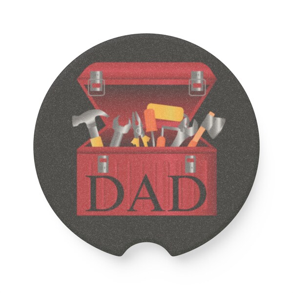 Dad Soapstone Car Coaster, Tools Theme Design Dad Black Car Coaster, Available in Quantities of 1, 2 or 4, Handy Dad Truck Coaster, Dad Gift