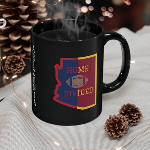 State of Arizona Black Mug, Arizona Home Divided Football Coffee Mug, Unique Arizona Football Fan Mug, Sports Lover Gift, 11oz or 15oz