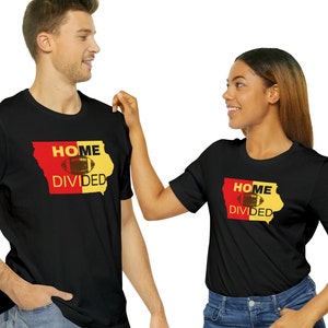 Iowa Home Divided Unisex Jersey Tee, House Divided T shirt, Iowa Football Love Tee, State of Iowa Football Love T-shirt, House Divided Shirt