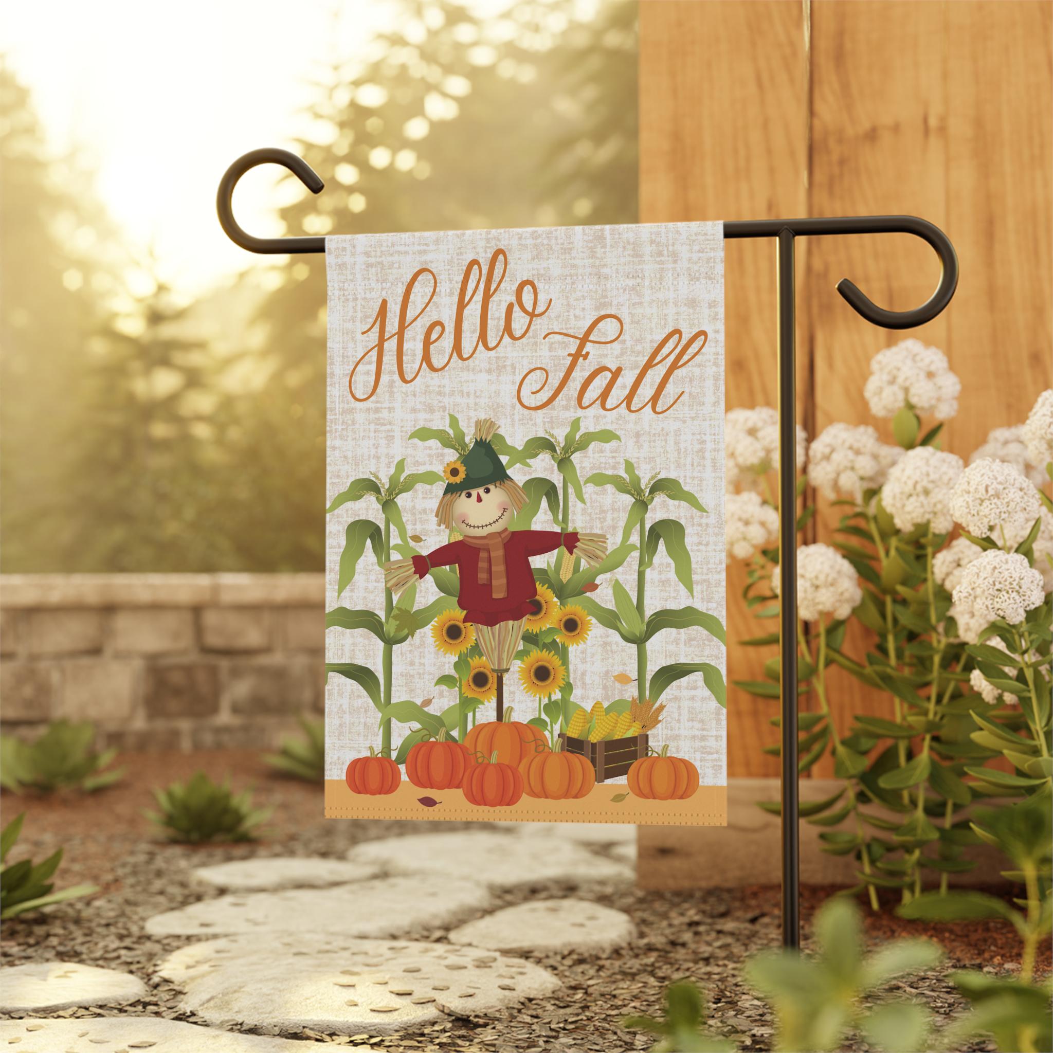 Artofy Hello Fall Gartenflagge – Vogelscheuche Mit Ahornblättern, 31,8 X 45,7 Cm, Jute-Optik, Doppelseitig