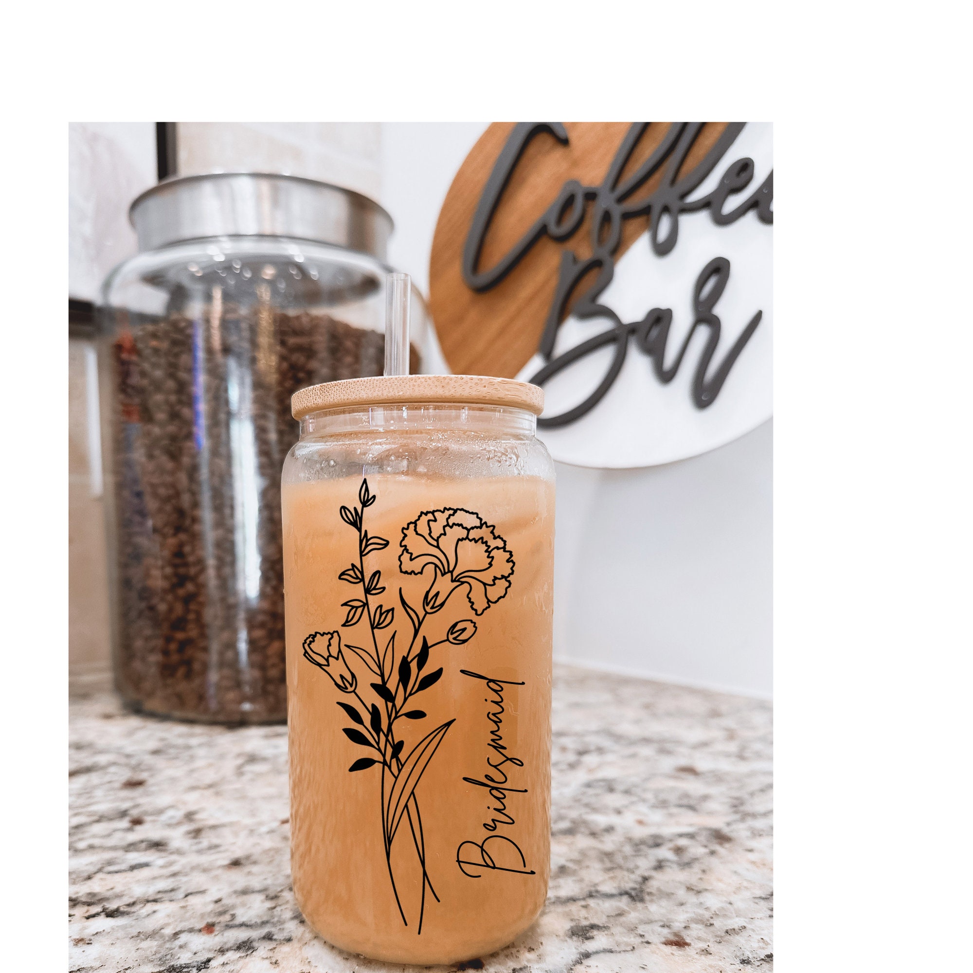 Personalized Birth Flower Coffee Cup / Wildflower Coffee Cup Custom