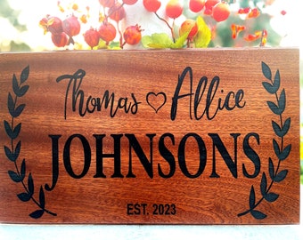 Unique Wedding Gift/ Christmas Gift/ Engraved Family Name / Personalized Home Decor/ Family Sign / Perfect Christmas Family Gift