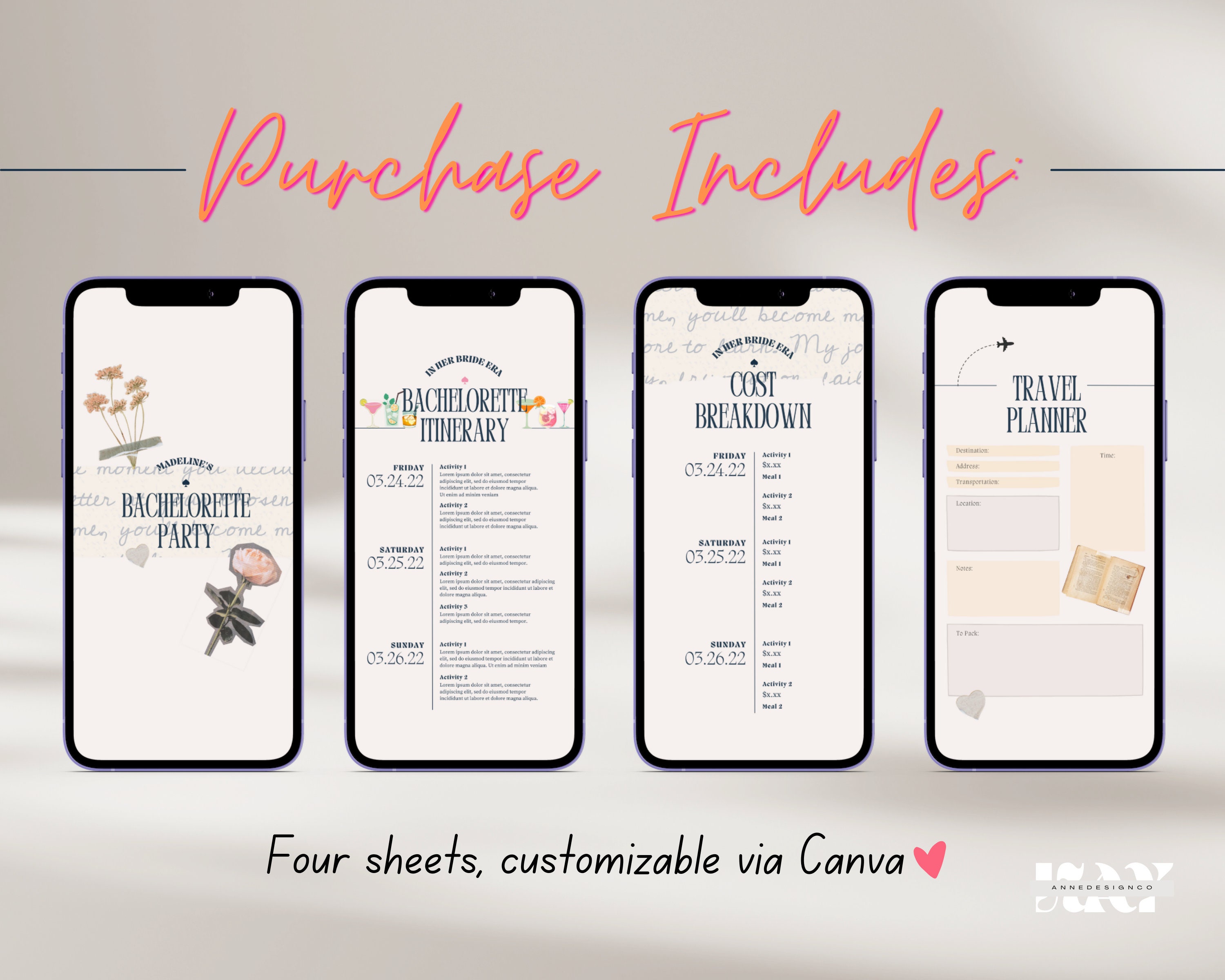 Bachelorette Itinerary Template I Bachelorette Digital - Etsy UK