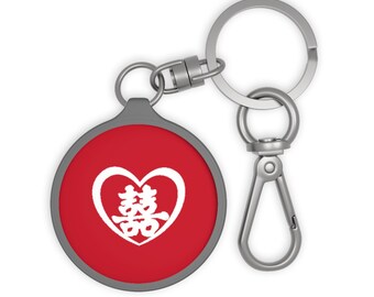 Asian Chinese wedding double happiness keychain / keyring