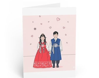 Korean hanbok asian wedding card