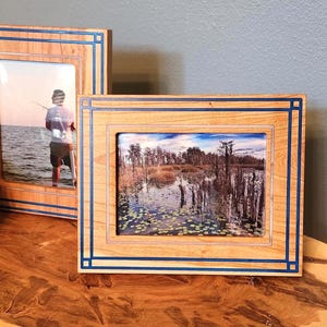 Cherry wood 5X7 frame with colored epoxy inlay