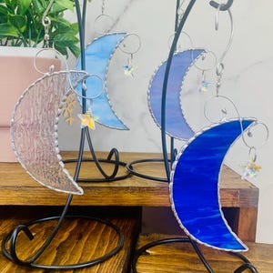 stained glass 4 inch handmade moons