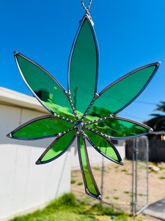 stained glass handmade marijuana,cannabis, pot leaf