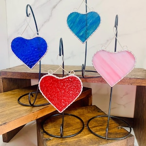 Handmade Stained Glass Hearts Sun catcher more colors available