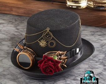 Steampunk Hat / Metal Gear Goggles Bowler Hat / Gothic Retro Hat / Graduation Hat / Secondary Yuan Hat