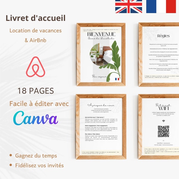 Livret d'accueil AIRBNB, template, modèle à modifier welcome book français