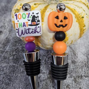 Handmade Halloween Themed Beaded Wine Stopper | Wine Lover Gift | Unique Wine Cork | Spooky Wine Gift