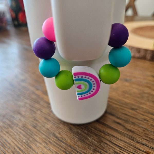 Handcrafted Tumbler Cup Charm | Stylish Handle Cup Decoration | Thoughtful Gift for Tumbler Lovers | Vibrant Rainbow Theme | Custom Designs