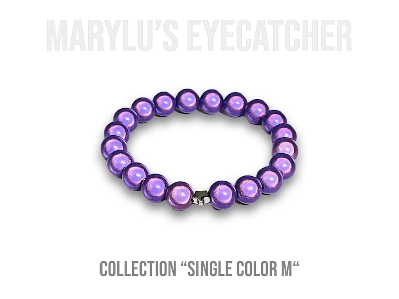 SINGLE COLOR M 10 mm Miracle Beads bracelets made of beautifully glowing 3D beads light purple