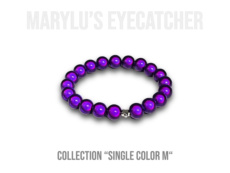 SINGLE COLOR M 10 mm Miracle Beads bracelets made of beautifully glowing 3D beads dark purple