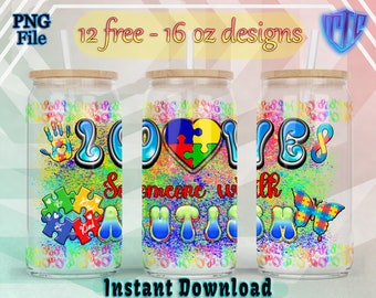 Autism 16oz Tumbler Design, Sublimation Design, kids Cup Design, Wrap Libbey 160z