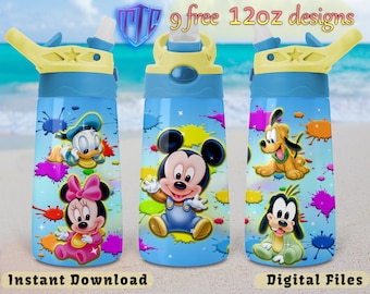 Mini Mickey Flip top 12oz Tumbler Design, Sublimation Design, Kids Cup Design, Wrap 12 oz PNG Design, Free 12oz Designs