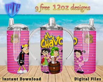 El Chavo del Ocho Sippy 12oz Tumbler Design, Sublimation Design, Kids Cup Design, Wrap 12 oz PNG Design, Free 12oz Designs