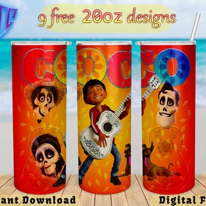 Coco tumbler, 20oz Design, kids Sublimation png, Straight and Tapered wrap