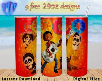 Coco tumbler, 20oz Design, kids Sublimation png, Straight and Tapered wrap