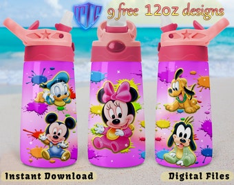 Mini Mickey Flip top 12oz Tumbler Design, Sublimation Design, Kids Cup Design, Wrap 12 oz PNG Design, Free 12oz Designs