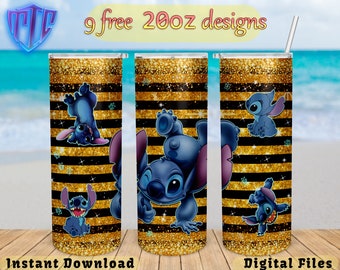 Stitch 20oz Skinny Tumbler Design, 20oz Design for kids Sublimation png, Straight and Tapered Wrap, Free 20oz Tumbler Design