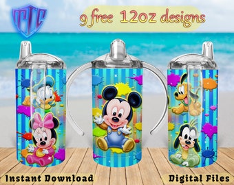 Baby Mickey Sippy 300 ml tumblerdesign, sublimeringsdesign, barnmuggdesign, wrap 300 ml PNG-design, gratis 300 ml-designer.