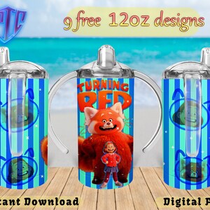 Turning Red Sippy 12oz Tumbler Design, Sublimation Design, Kids Cup Design, Wrap 12 oz PNG Design, Free 12oz Designs.