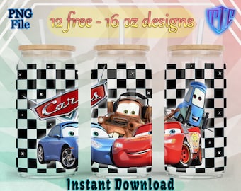Cars Libbey 16oz Design, Sublimation Design, Kids Cup Design, Wrap Libbey 160z, Free 16oz Designs