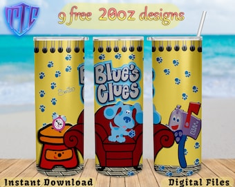 Blues Clues tumbler, 20oz Design, kids Sublimation png, Straight and Tapered wrap