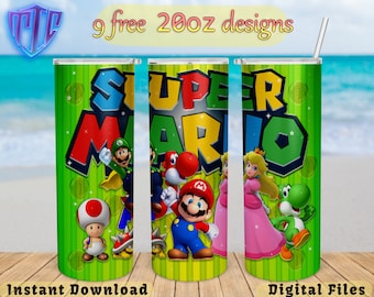 Super Mario Bross tumbler, 20oz Design, kids Sublimation png, Straight and Tapered wrap