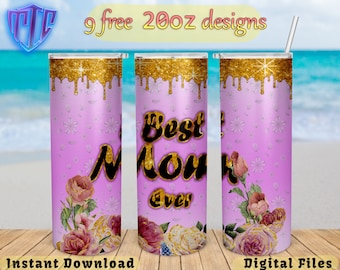 Mothers' day 20oz Tumbler Design, 20ozSkinny Wrap Design, kids Sublimation png, Straight and Tapered wrap, Free 20oz designs.