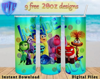 Inside Out 2 Tumbler, 20oz Design, kids Sublimation png, Straight and Tapered wrap, Free 20oz Designs