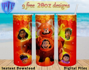 Turning Red Tumbler, 20oz Design, kids Sublimation png, Straight and Tapered wrap, Free 20oz Designs