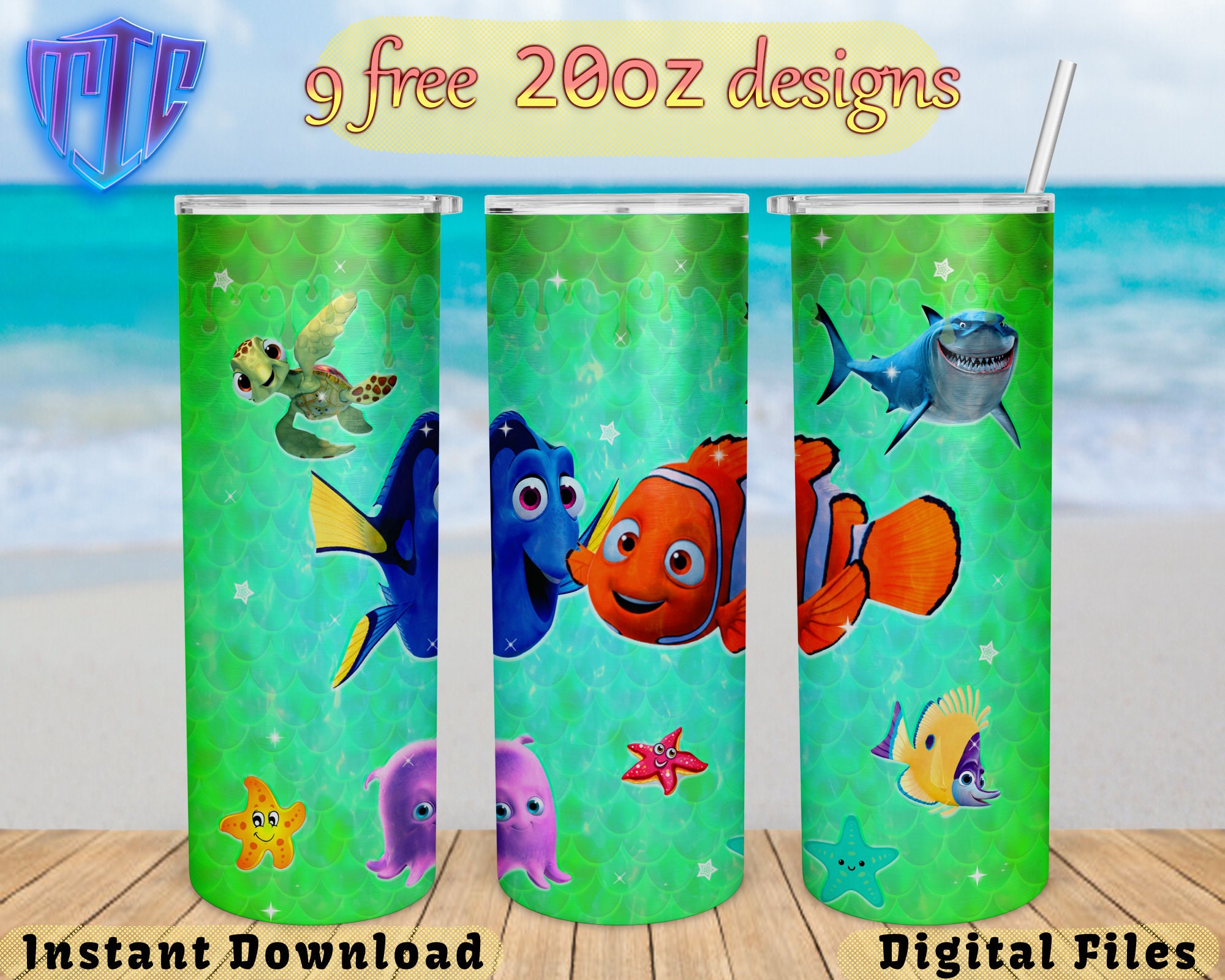 Nemo tumbler Design, 20oz Design, kids Sublimation png, Straight and Tapered wrap, free designs