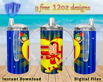 Chapulin Colorado Sippy 12oz Tumbler Design, Sublimation Design, Kids Cup Design, Wrap 12 oz PNG Design, Free 12oz Designs