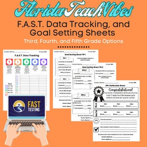 May include: A set of printable worksheets for third, fourth, and fifth grade students. The worksheets are designed to help students track their progress on F.A.S.T. tests and set goals for improvement. The worksheets include data tracking sheets, goal setting sheets, and reflection sheets.