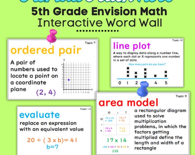 5th Grade Envision Math Word Wall-build Key Vocabulary and Enhance ...