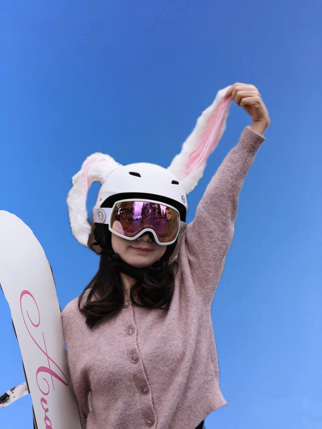 Universal Helmet Rabbit Ears Decoration Motorcycle Helmet Deco, Cute