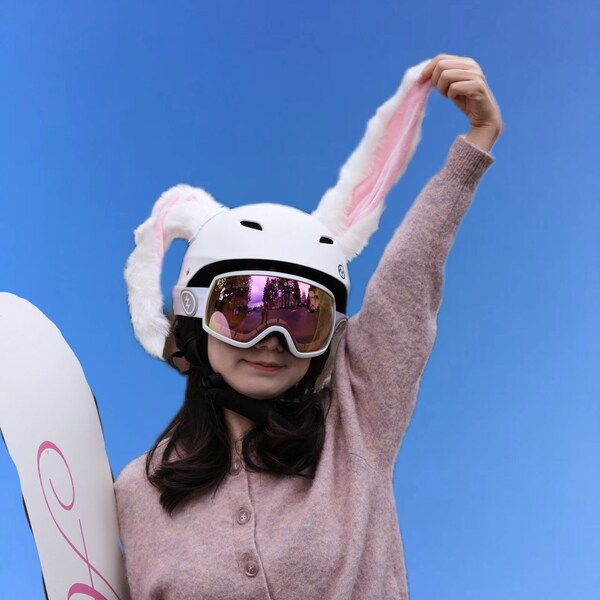 Universal Helmet Rabbit Ears Decoration Motorcycle helmet deco, Cute Rabbit Ears Stickers Decor, Ski Helmet Accessories