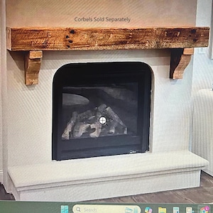 Custom Made to Size Fireplace Mantels  Floating Shelf Rustic Hand Hewn Barn Beam Distressed Aged and Weathered Barn Wood Look Mantle
