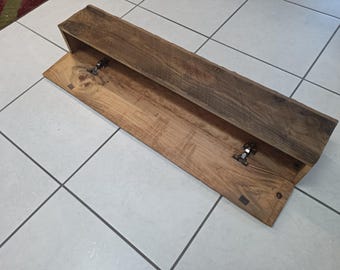 Rustic Wood Floating Fireplace Mantel Shelf With Concealed Door