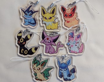 Eeveelution Acrylic Double Sided Phone Charm/Keychain