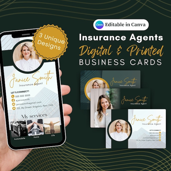 Life Insurance Agent Business Card Templates Etsy