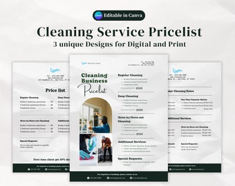 Cleaning Business Price List Template, Cleaning Checklist, Cleaning List, Service Flyer Commercial Cleaning Company Service Template