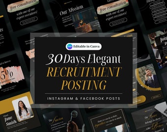 Service de recrutement Modèle de publication Instagram Canva élégant pour agence de recrutement Publication sur les réseaux sociaux, modèle Instagram pour entreprise de recrutement
