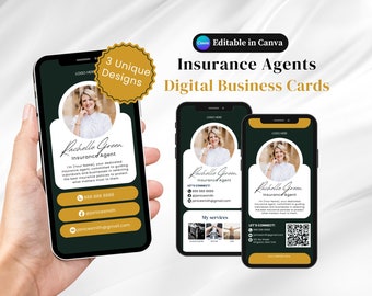 Insurance Agent Card Insurance Digital Business Card, Life Insurance Card Insurance Broker for Social Media Marketing Mortgage Broker