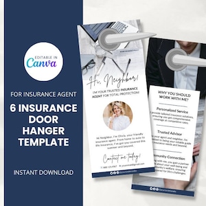 Insurance Agent Door Hanger, Life Insurance Broker Template, Insurance Specialist, Financial Advisor, Marketing Insurance Agency 2024 Flyer